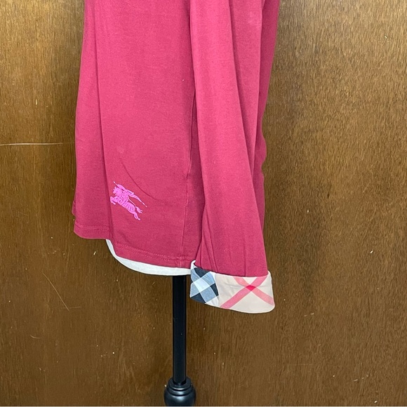 Burberry Brit Crew Neck Cuffed Sleeve Shirt Red Large - Picture 6 of 9